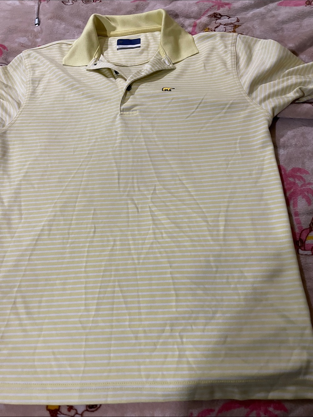 Men's Yellow Striped Polo Shirt